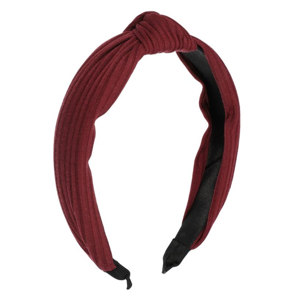 Textured Cotton Knot Headband Soft Hairband 1.3 Inch Height Red